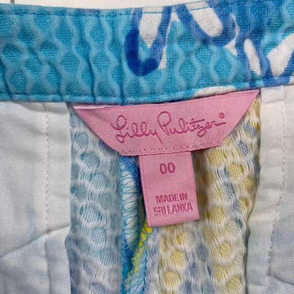 Lilly Pulitzer Shorts Womens 00 Blue Adie Breakwater Daisy Preppy Floral Casual - Picture 5 of 12